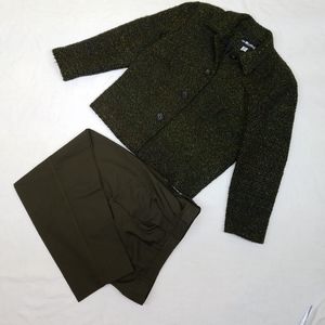 Vintage Sag Harbor Petite Green Tweed Blazer Set